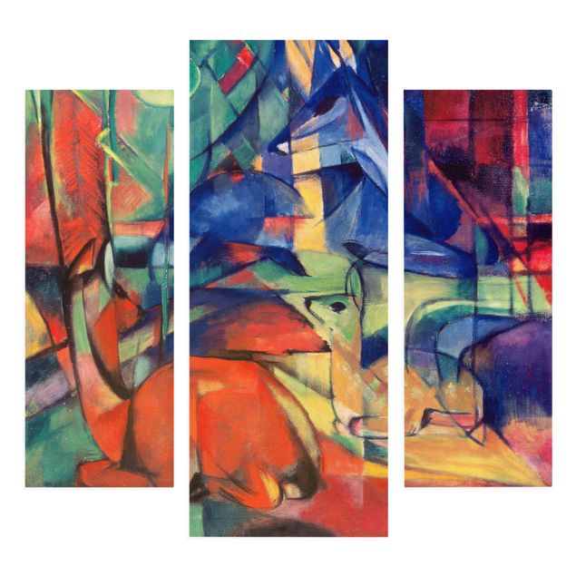 Print on canvas 3 parts - Franz Marc - Deer In The Forest