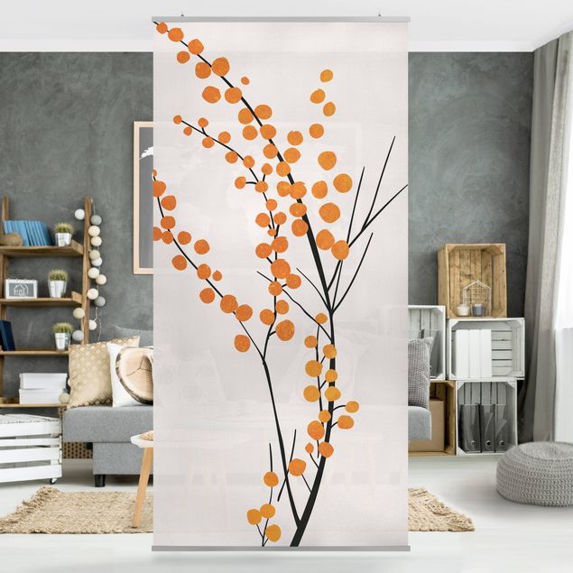 Room divider - Graphical Plant World - Berries Orange