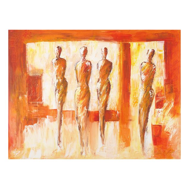 Glass Splashback - Petra Schüßler - Four Figures In Orange - Landscape 3:4