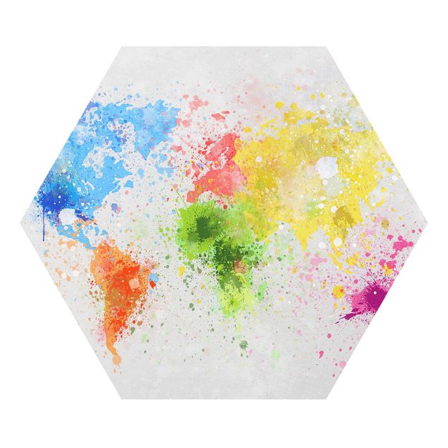 Forex hexagon - Colourful Splodges World Map
