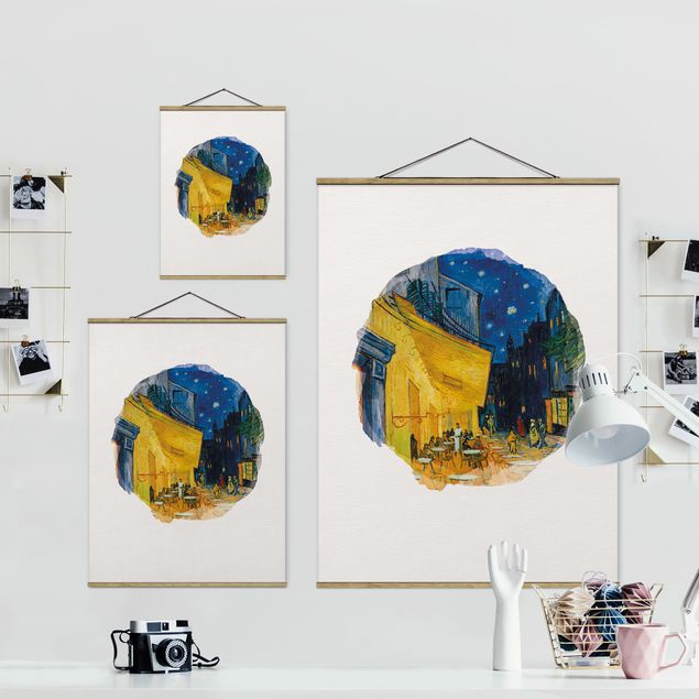 Fabric print with poster hangers - WaterColours - Vincent Van Gogh - Cafe Terrace In Arles