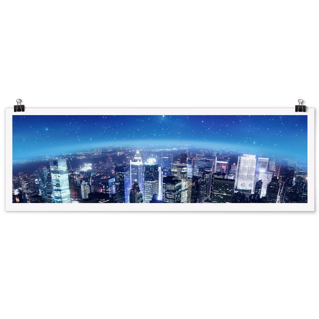 Panoramic poster architecture & skyline - Illuminated New York
