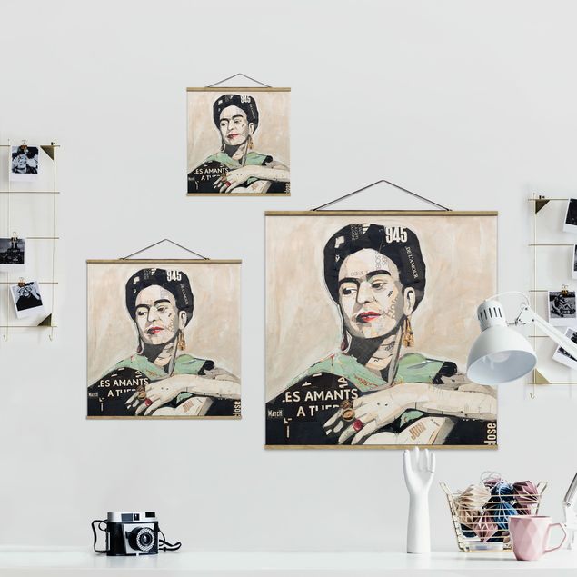 Fabric print with poster hangers - Frida Kahlo - Collage No.4
