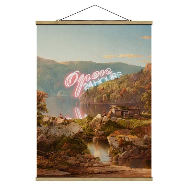 Fabric print with poster hangers - Open 24 Hours