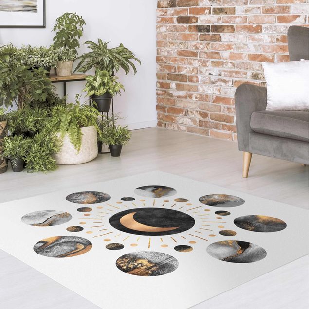 Outdoor rugs Moon Phases Abstract Gold