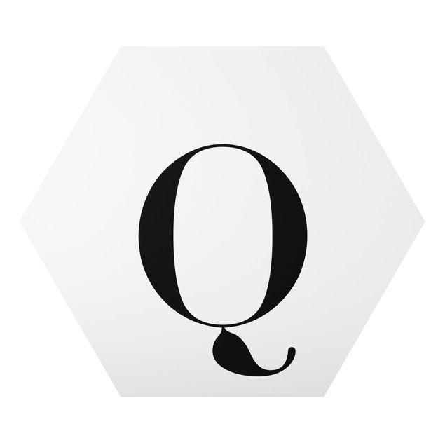 Alu-Dibond hexagon - Letter Serif White Q