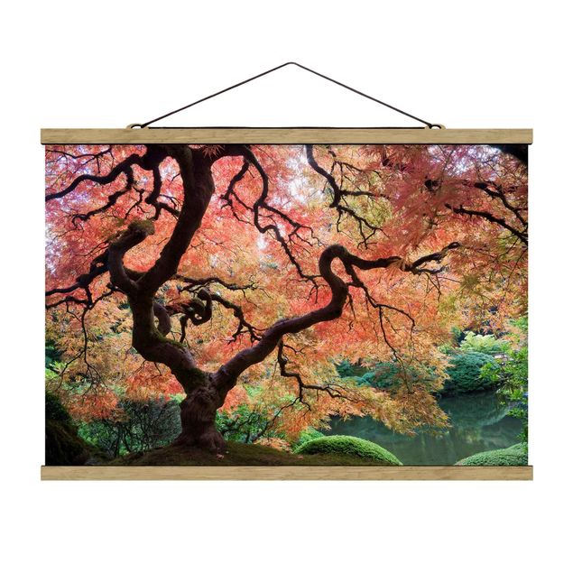 Fabric print with poster hangers - Japanese Garden
