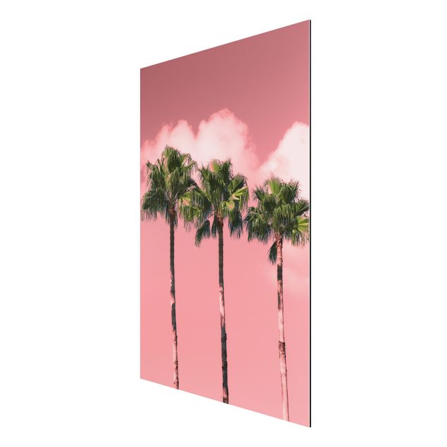 Print on aluminium - Palm Trees Against Sky Pink