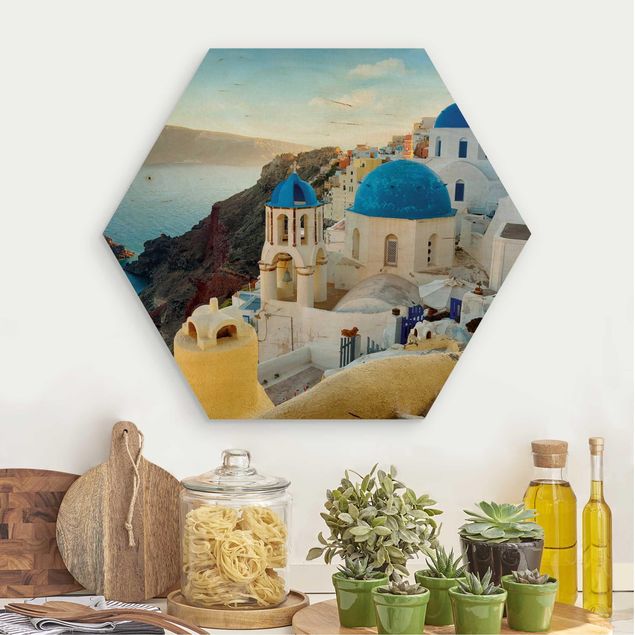 Wooden hexagon - Santorini