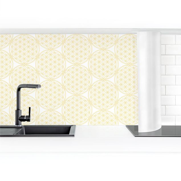 Kitchen wall cladding - Flower Of Life Pattern Gold