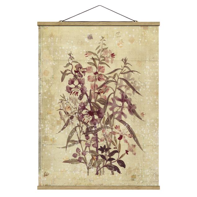 Fabric print with poster hangers - Vintage Floral Linen Look
