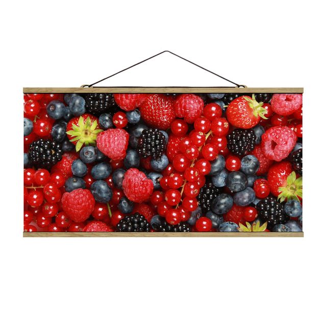 Fabric print with poster hangers - Fruity Berries