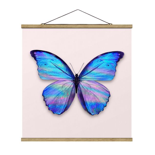 Fabric print with poster hangers - Holographic Butterfly