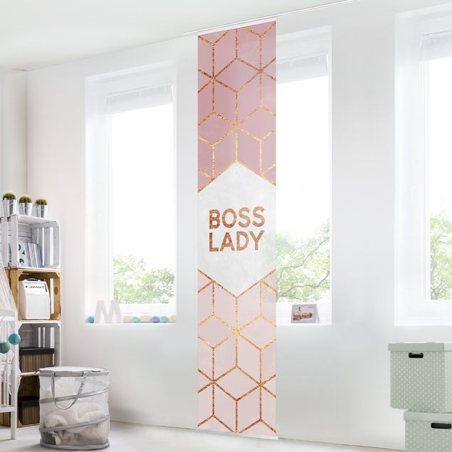 Sliding panel curtain - Boss Lady Hexagons Pink