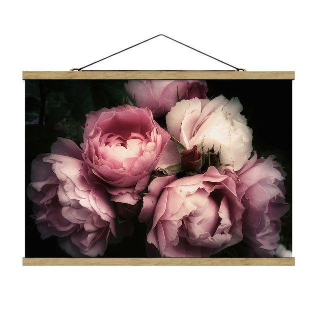 Fabric print with poster hangers - Peony Black Shabby Backdrop