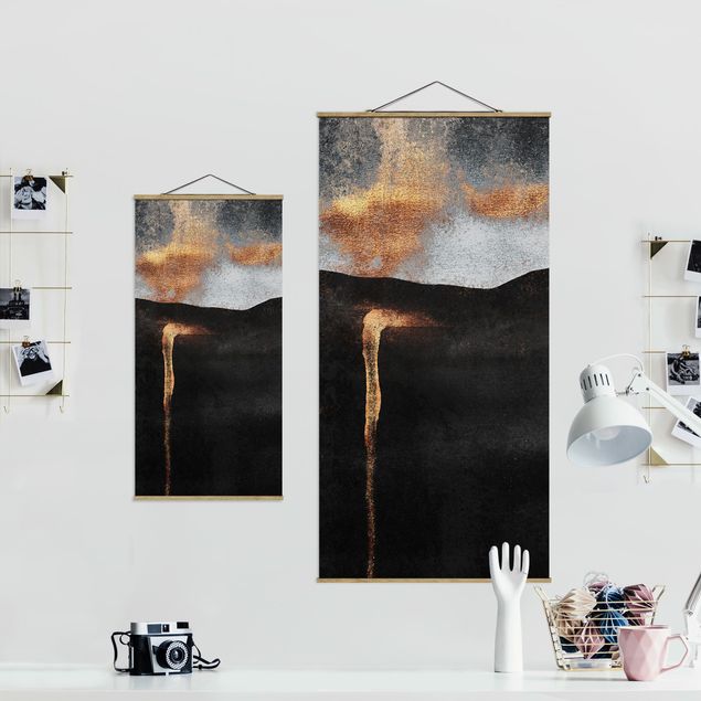 Fabric print with poster hangers - Abstract Golden Glow