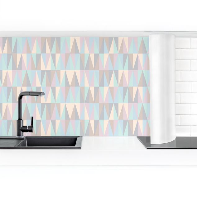 Kitchen wall cladding - Triangles In Pastel Colours II