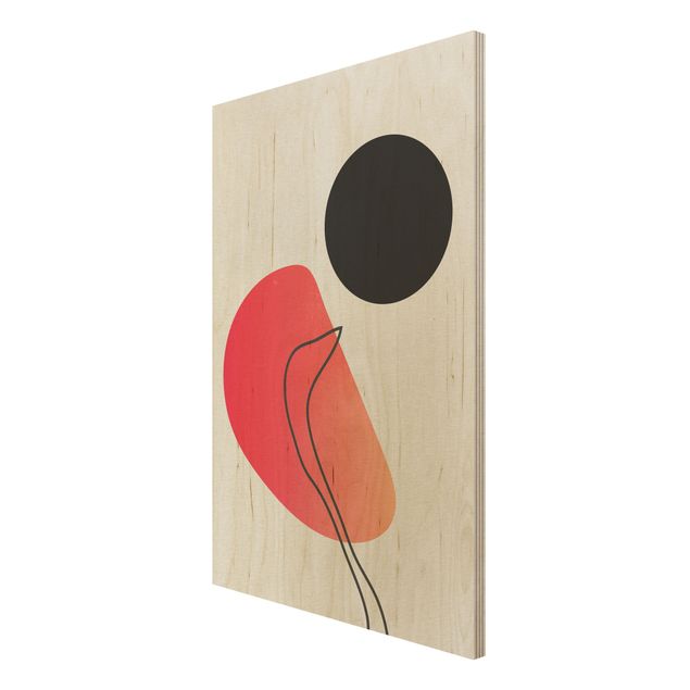 Print on wood - Abstract Shapes - Black Sun