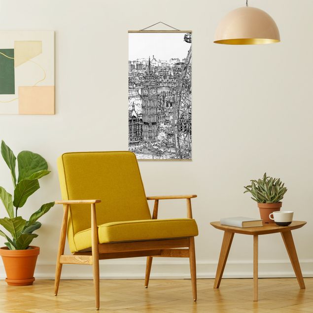 Fabric print with poster hangers - City Study - London Eye