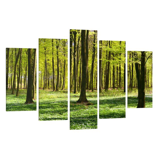 Print on canvas 5 parts - Forest Meadow