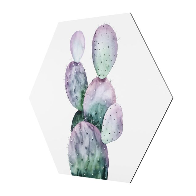 Alu-Dibond hexagon - Cactus In Purple II