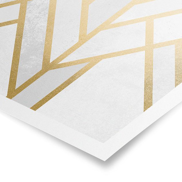 Poster - Art Deco Geometry White Gold