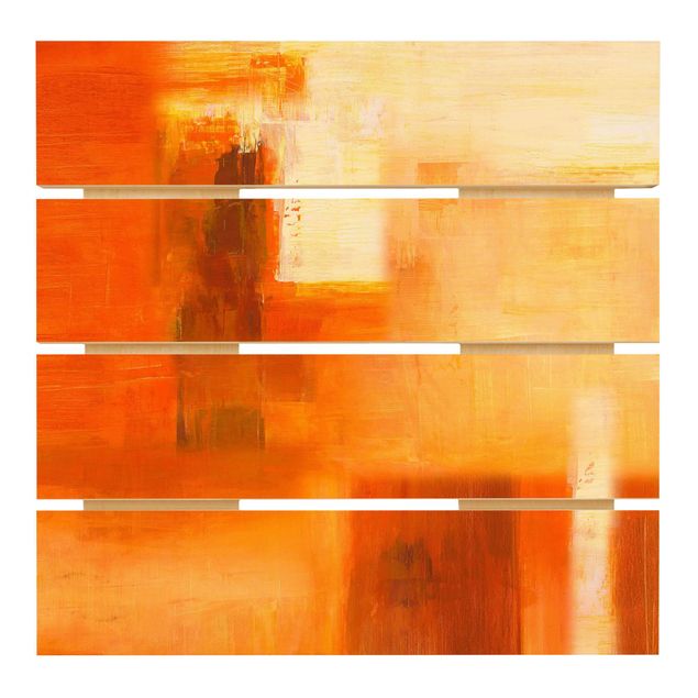 Print on wood - Composition In Orange And Brown 02