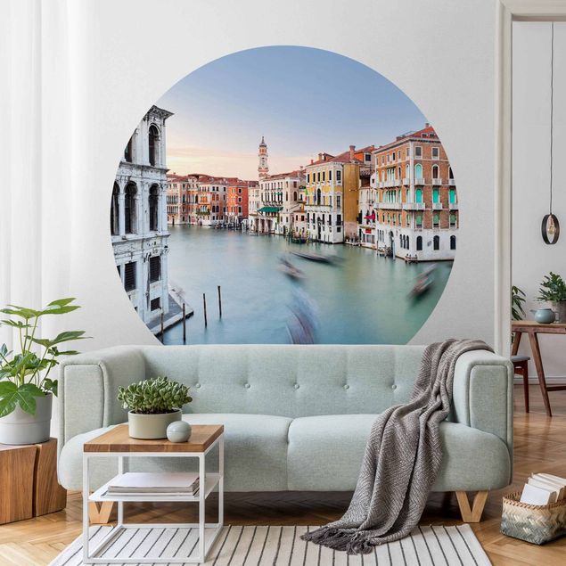 Self-adhesive round wallpaper - Grand Canal View From The Rialto Bridge Venice