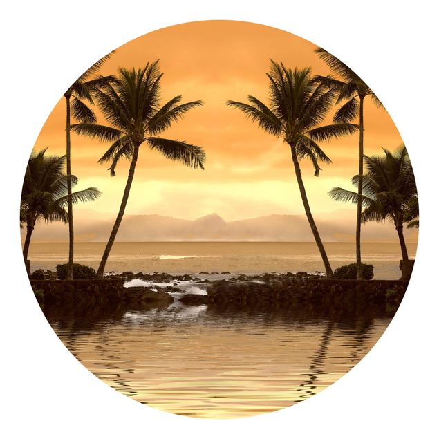 Self-adhesive round wallpaper - Caribbean Sunset I