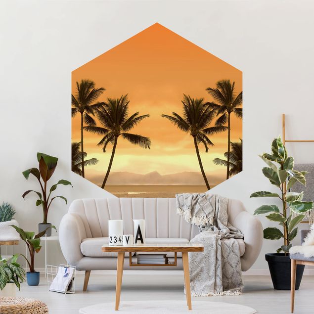 Self-adhesive hexagonal pattern wallpaper - Caribbean Sunset II