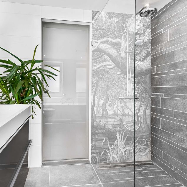 Shower wall cladding - Forest Copperplate Engraving