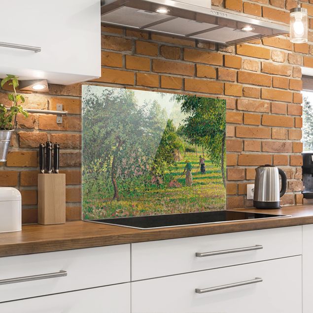 Glass splashback kitchen landscape Camille Pissarro - Apple Trees