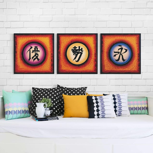 Print on canvas 3 parts - Chinese Characters Trio