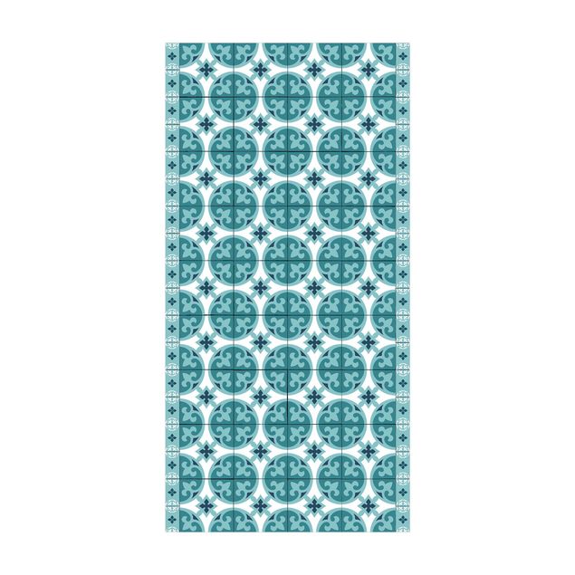 contemporary rugs Geometrical Tile Mix Circles Turquoise