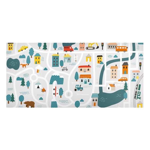 Magnetic memo board - Playoom Mat Smalltown - From the City Into Nature