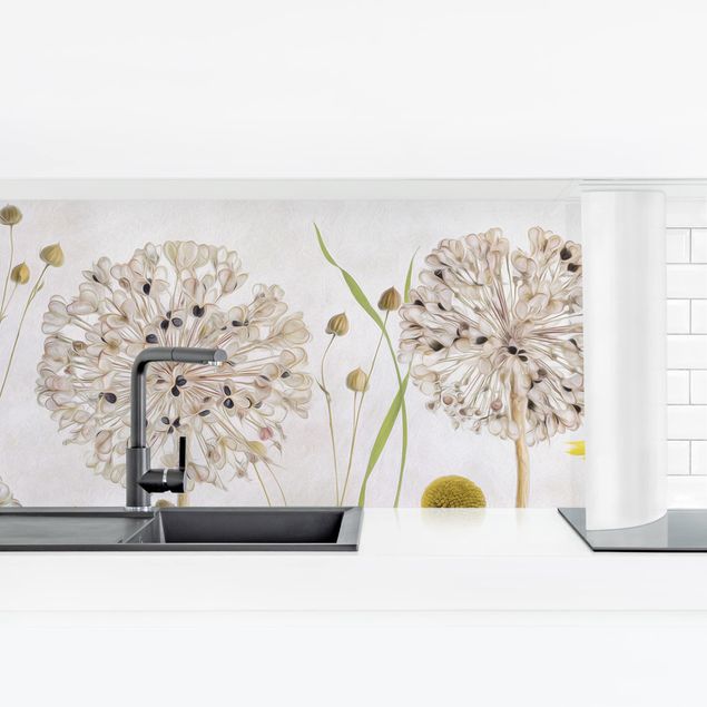 Kitchen wall cladding - Allium And Helenium Illustration