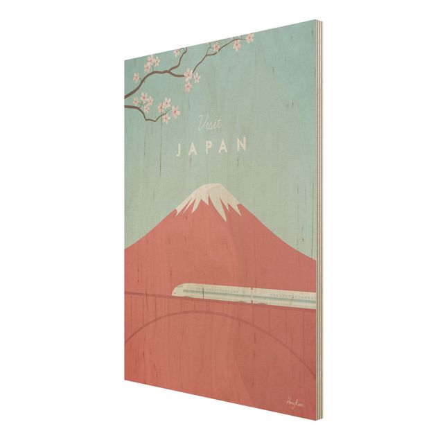 Print on wood - Travel Poster - Japan