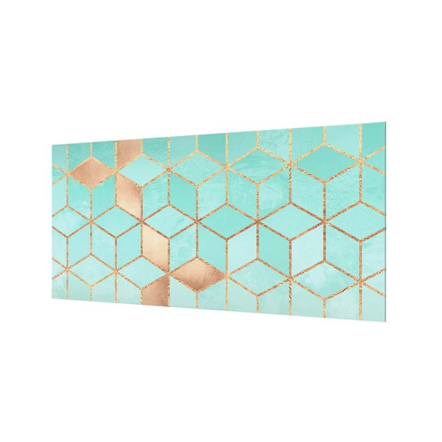 Splashback - Turquoise White Golden Geometry