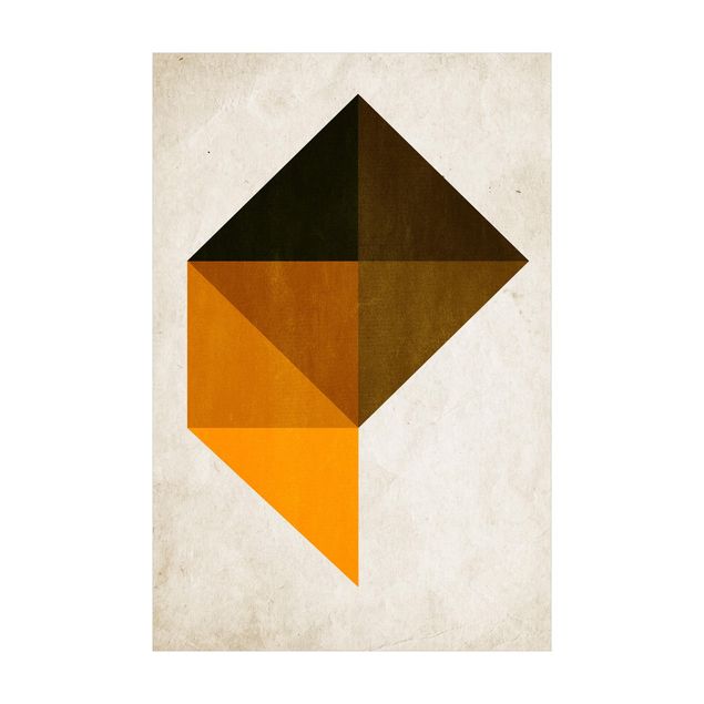 orange area rug Geometrical Trapezoid