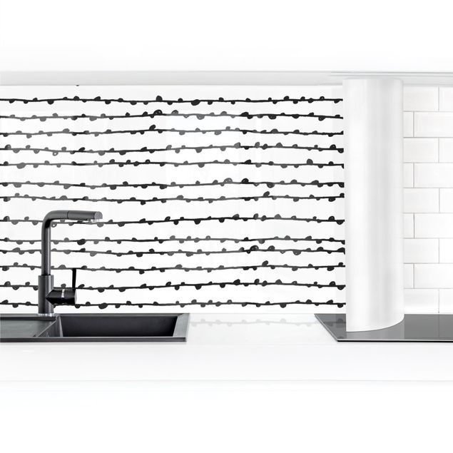 Kitchen wall cladding - Black Ink Wild Lines II