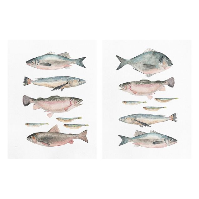 Print on canvas - Fish In Watercolour Set I