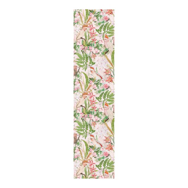 Sliding panel curtain - Pink Cockatoos With Flowers