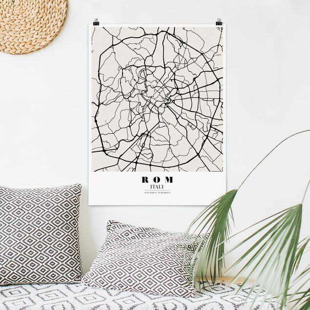 Poster city, country & world maps - Rome City Map - Classical