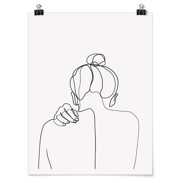Poster - Line Art Woman Neck Black And White