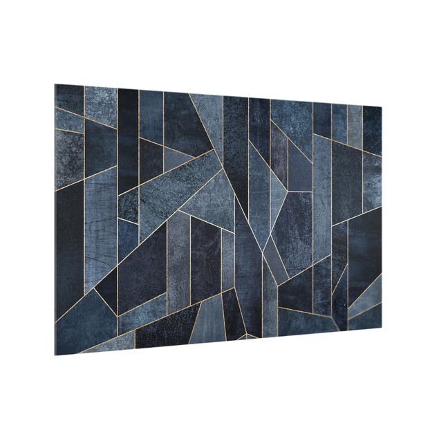 Glass splashback kitchen abstract Blue Geometry Watercolour