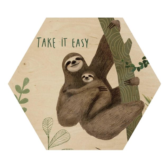 Wooden hexagon - Sloth Sayings - Easy