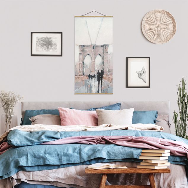 Fabric print with poster hangers - Walk In The Morning I