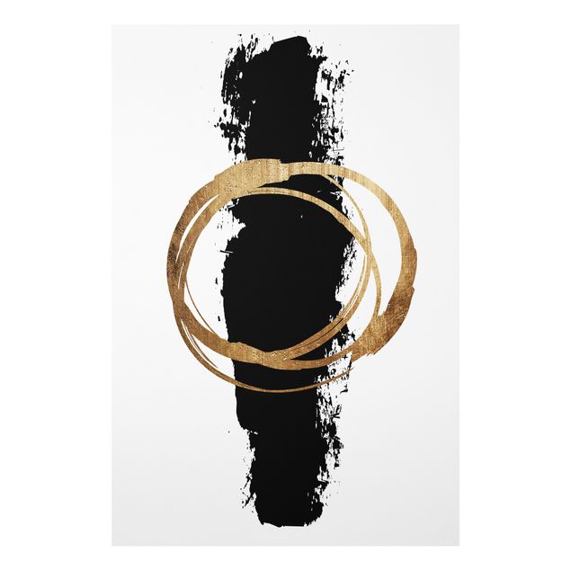 Print on forex - Abstract Shapes - Gold And Black