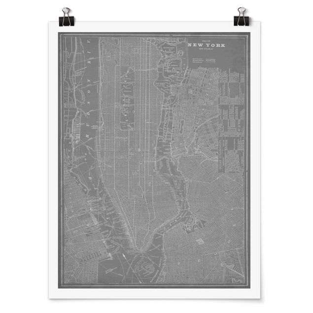 Poster - Vintage Map New York Manhattan