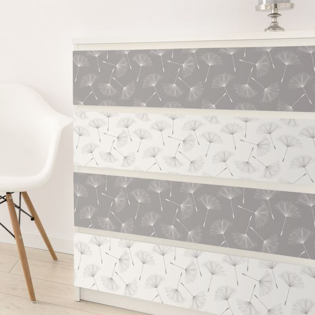 Adhesive film for furniture - Dandelion Pattern Set In Agate Grey And Polar White